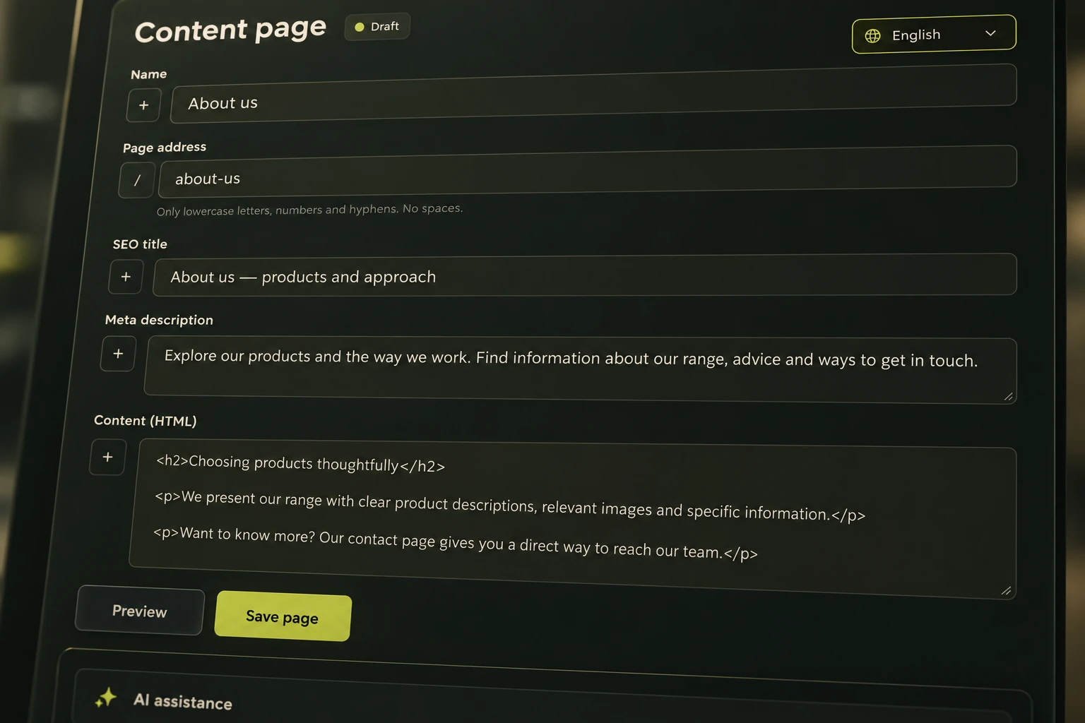 Editable fields. A clear sequence.